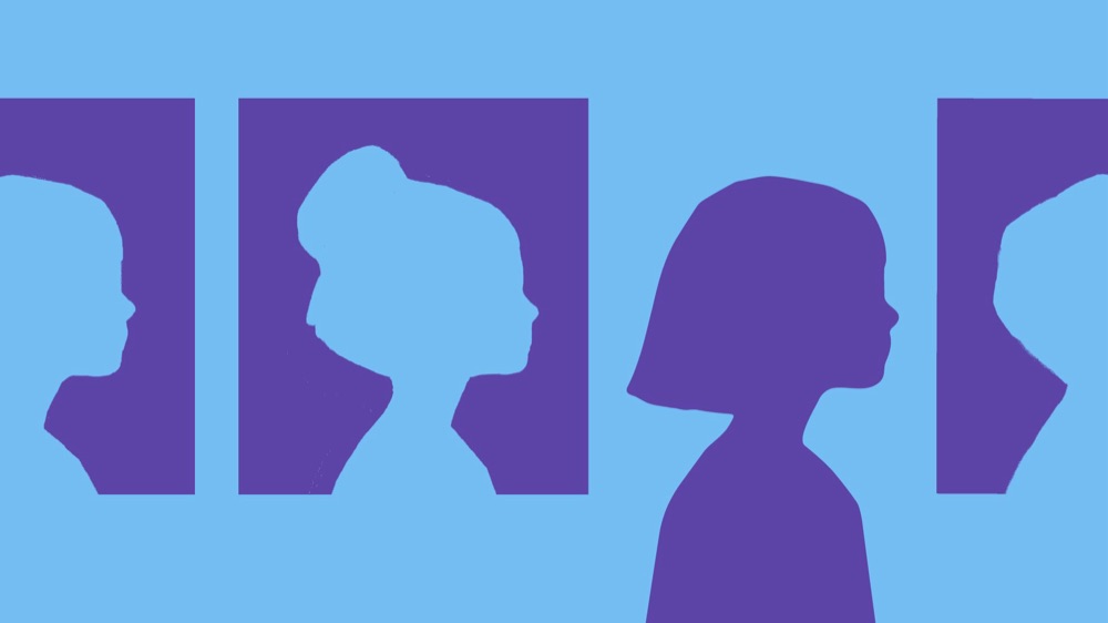 Illustrated silhouettes of children in profile